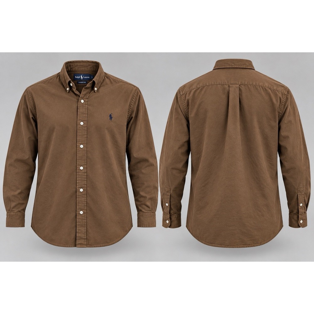 Ralph Lauren Polo Brown men's button down dress shirt Medium